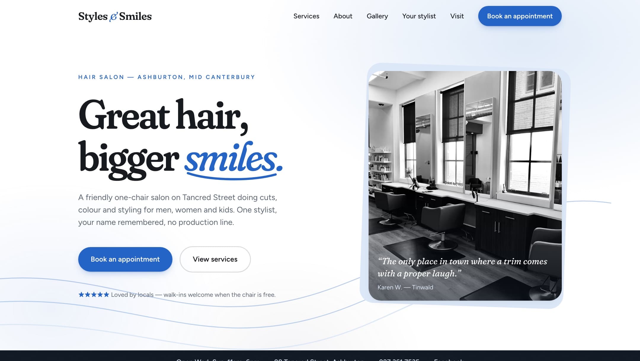 Styles & Smiles website design