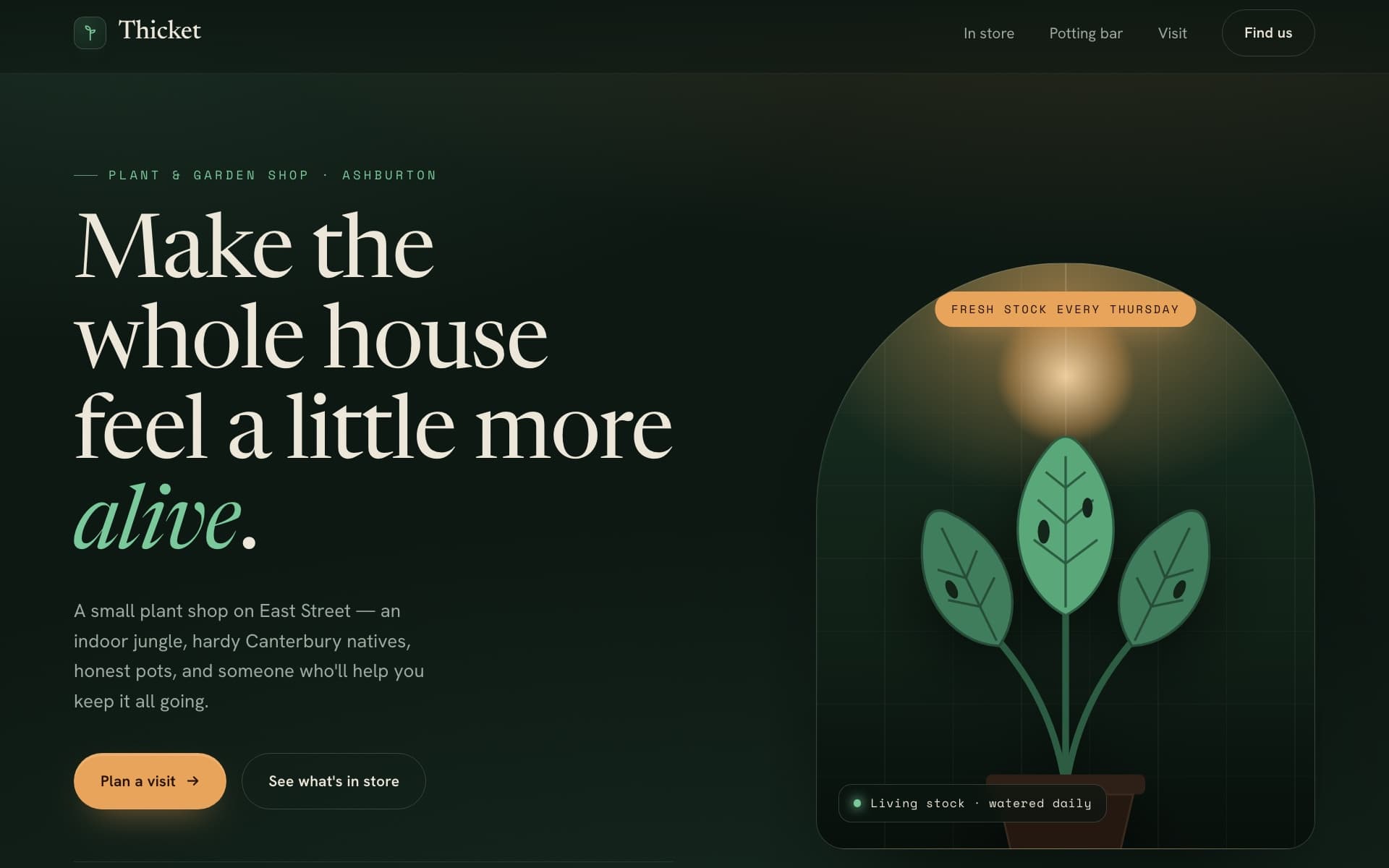 Thicket website design