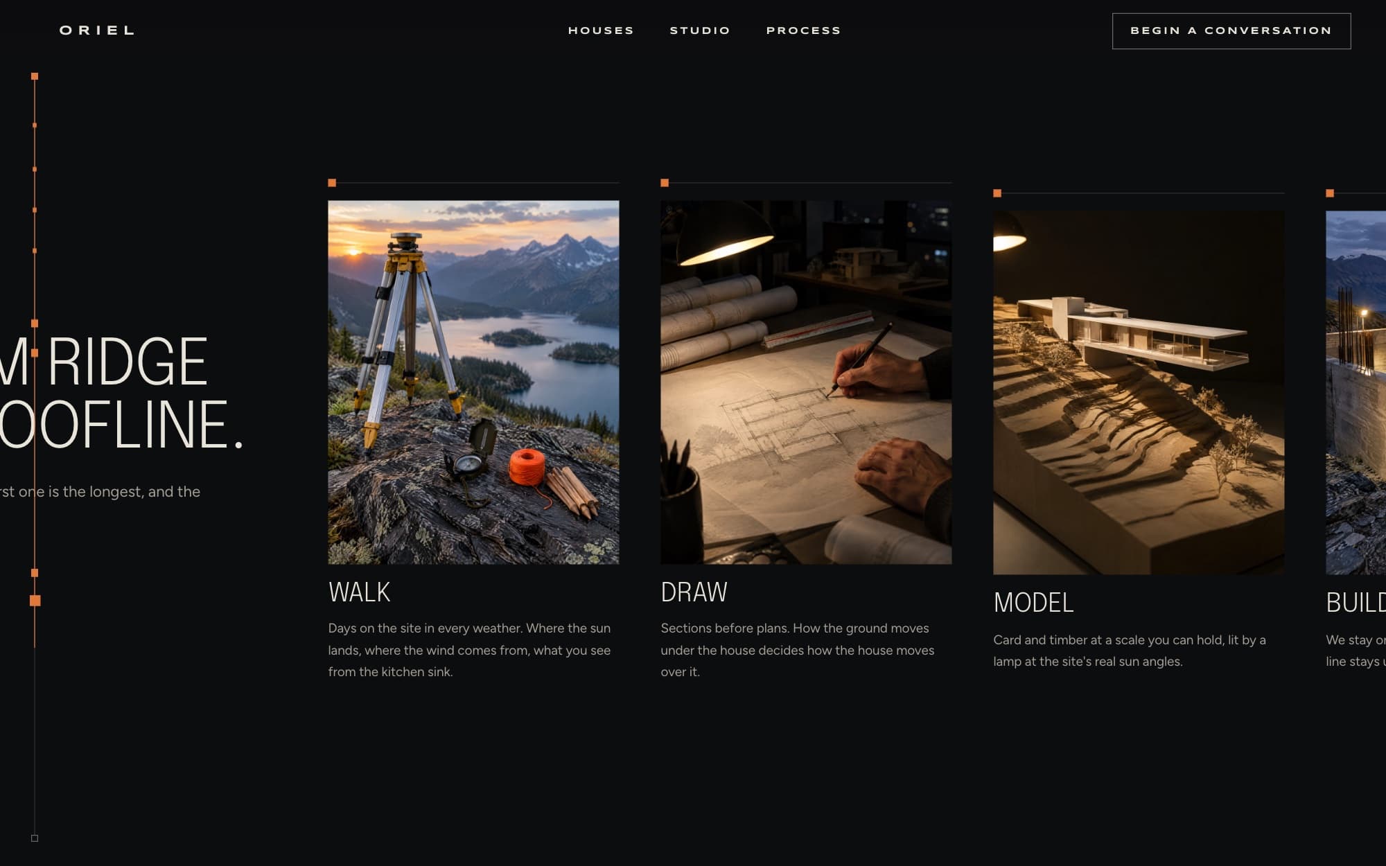 Oriel: the process, walk, draw, model, build.